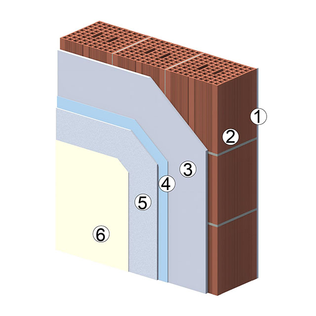 Leveling of internal or external civil plaster.