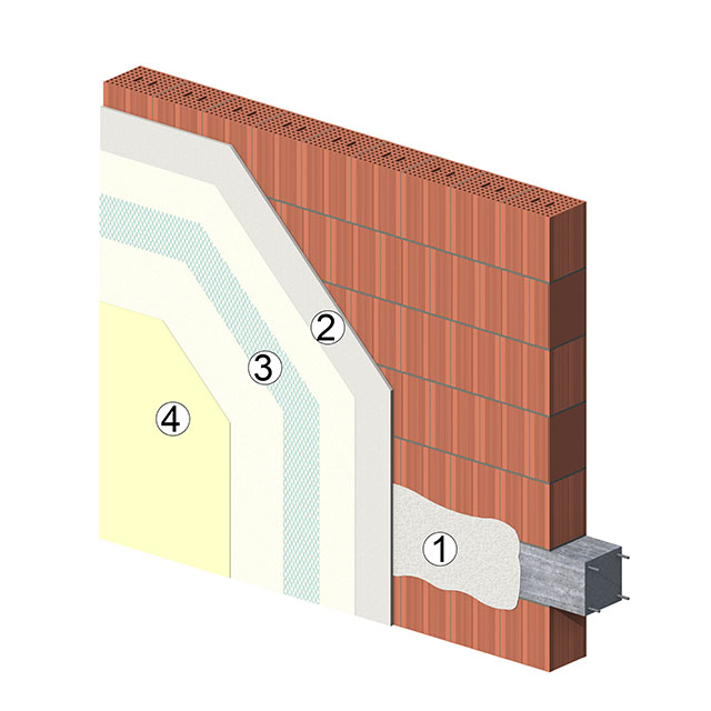 External plaster on porous brick masonry.